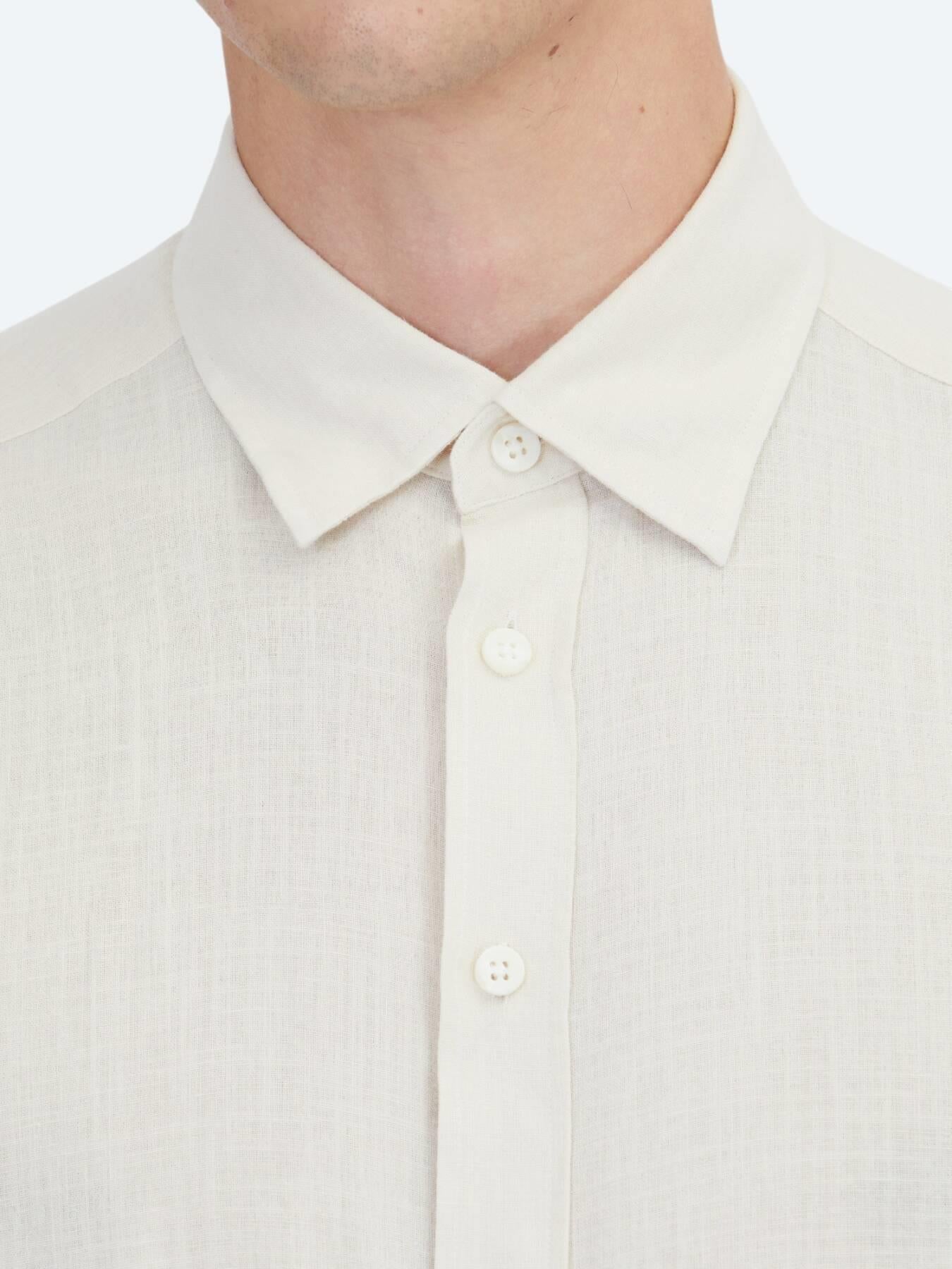 Bej Düz Regular Fit Uzun Dokuma Casual %100 Pamuk Gömlek
