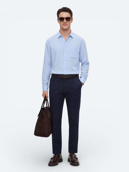 Lacivert Düz Dokuma Regular Fit Casual Pamuk Karışımlı Pantolon