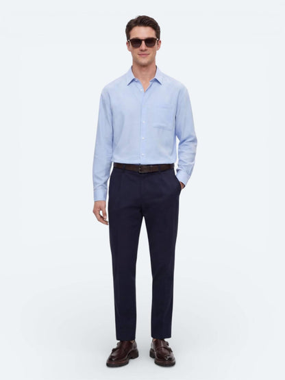 Lacivert Düz Dokuma Regular Fit Casual Pamuk Karışımlı Pantolon