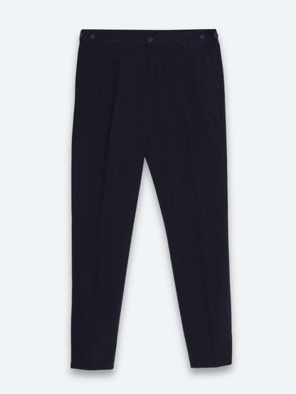 Lacivert Düz Dokuma Regular Fit Casual Pamuk Karışımlı Pantolon