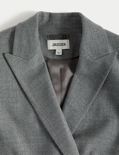 Yün Karışımlı Rahat Kruvaze Blazer Ceket