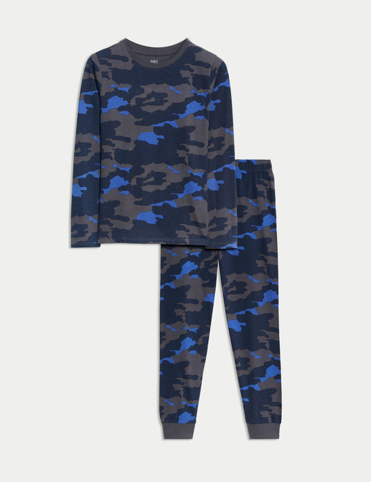 Saf Pamuklu Kamuflaj Desenli Pijama Takımı (6-16 yaş)