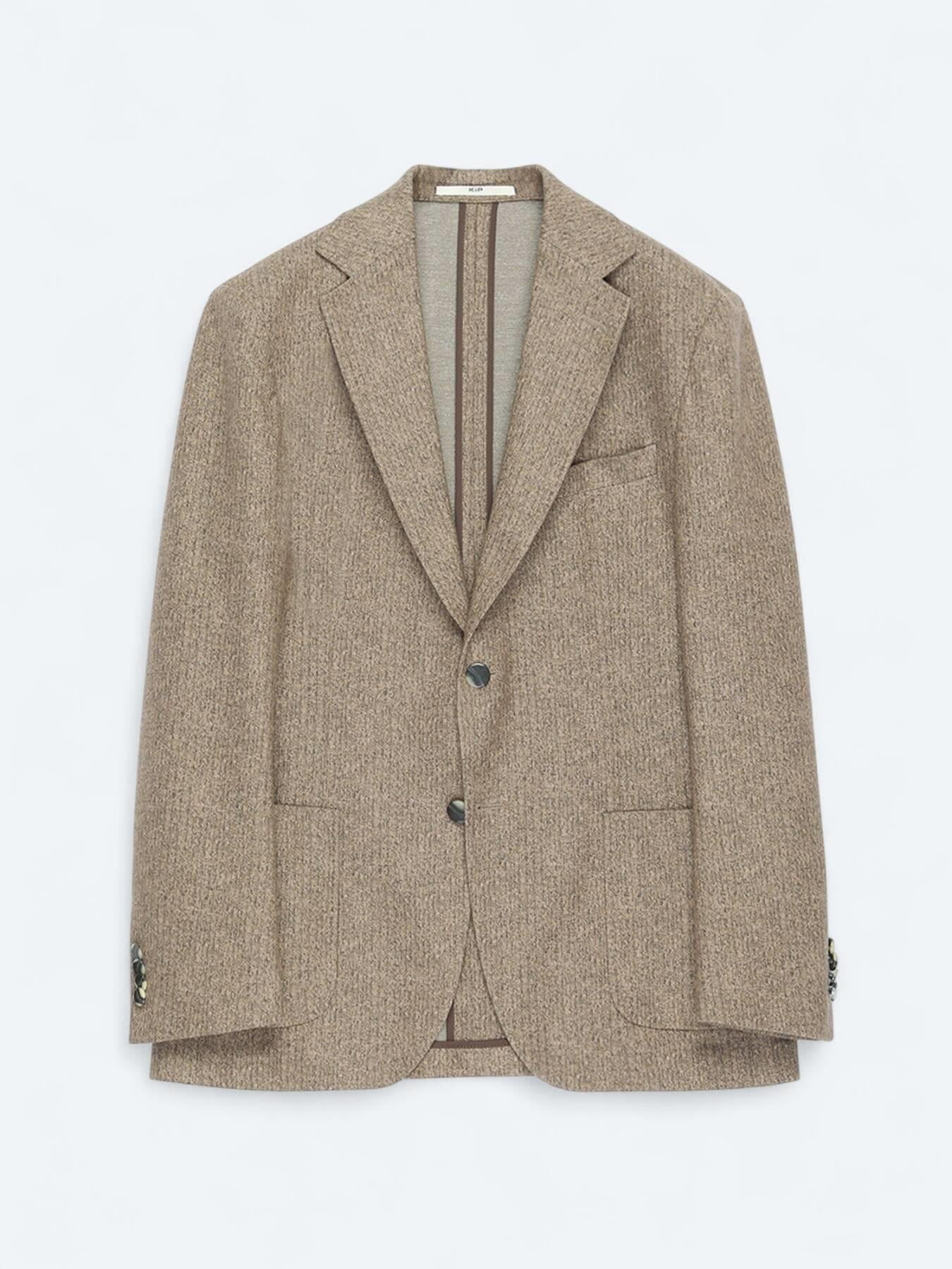 Kahverengi Baskılı Modern Fit Örme Ceket
