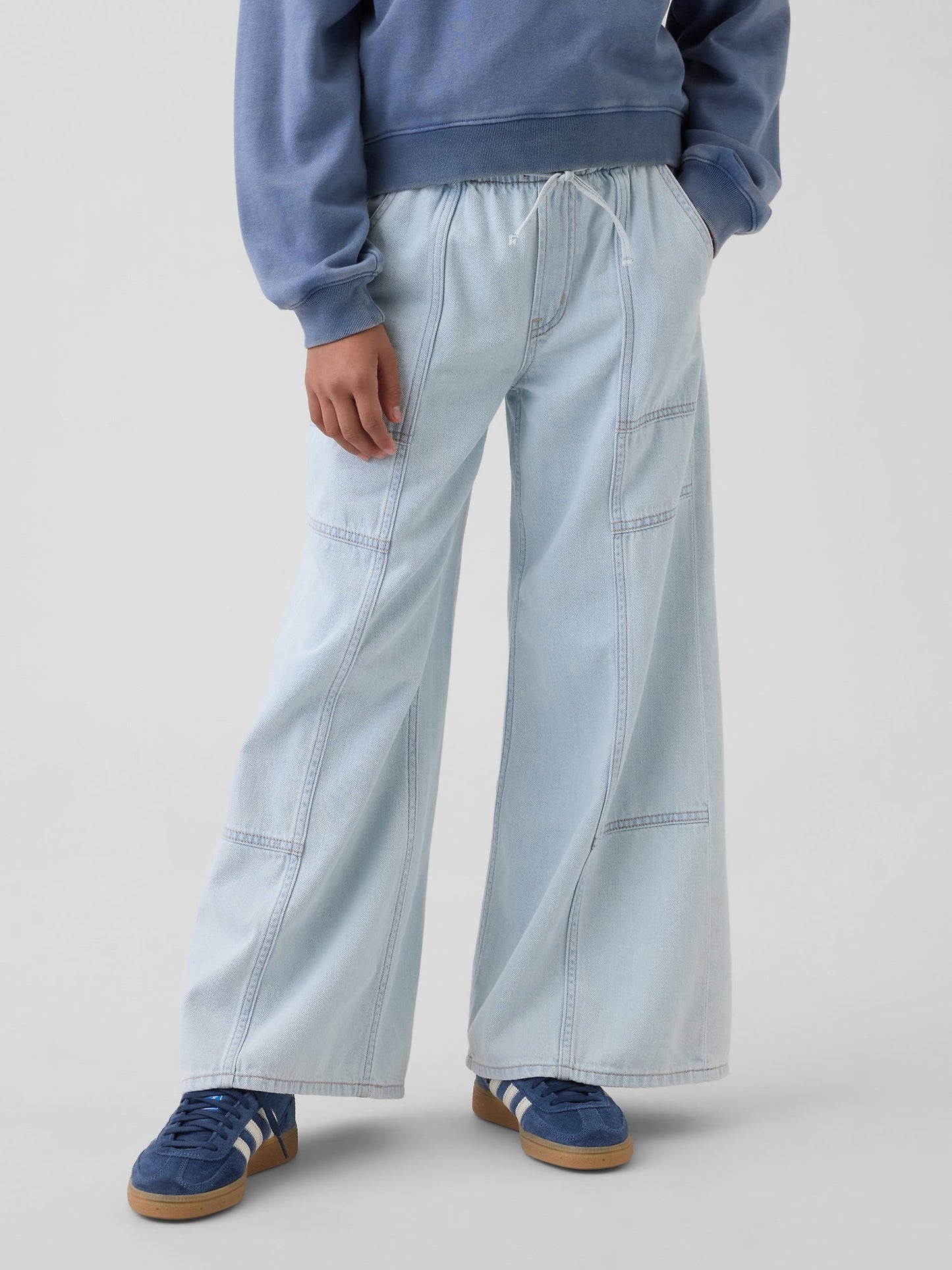 Açık Mavi Low Rise Baggy Jean Pantolon