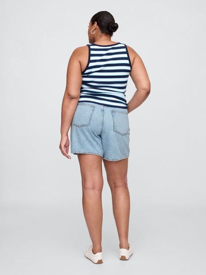Mavi High Rise Denim Şort