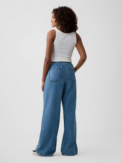 Mavi Mid Rise Pull-on Superlight Wide-leg Jean Pantolon