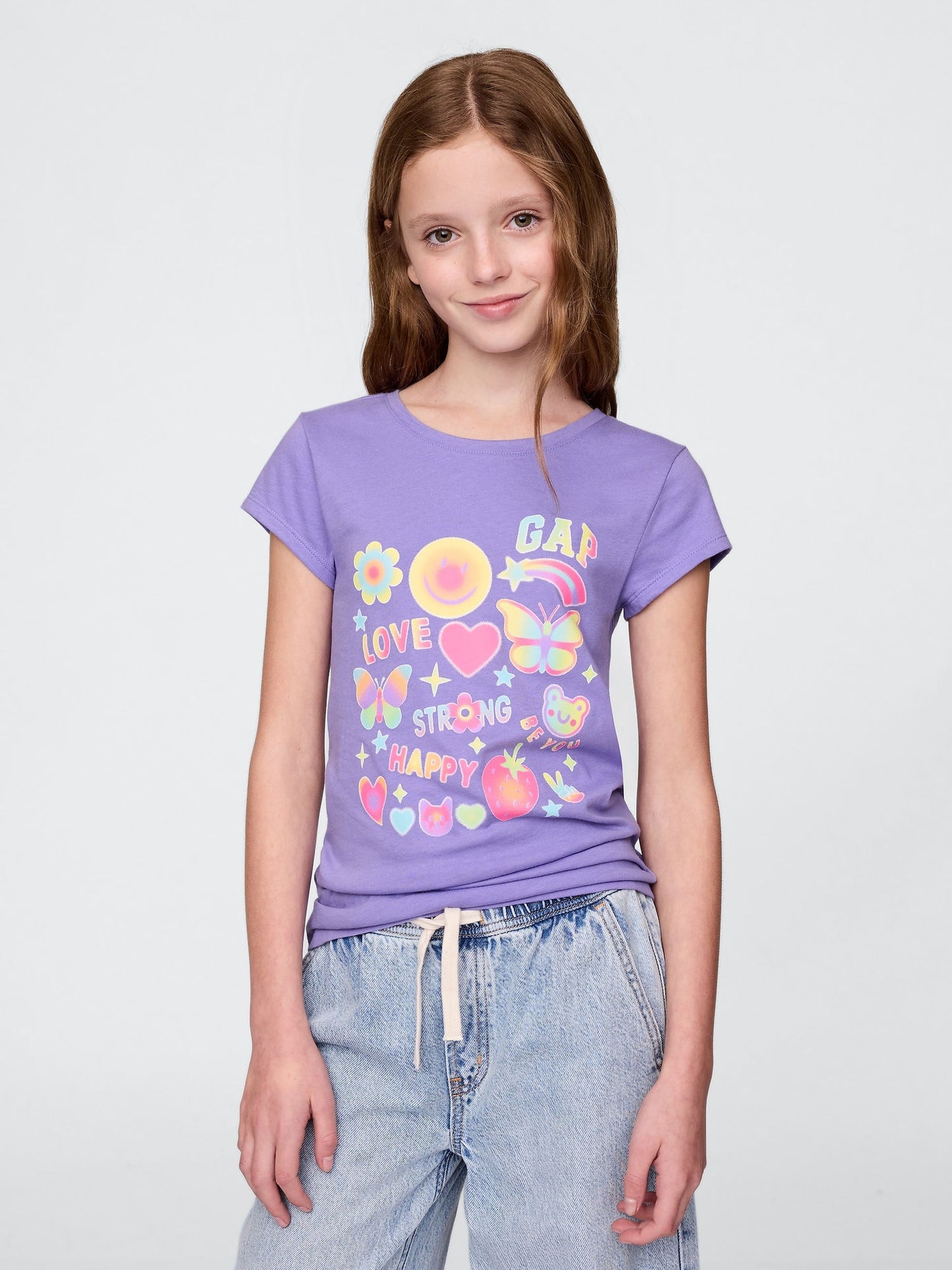 Mor 2'li Grafik T-shirt