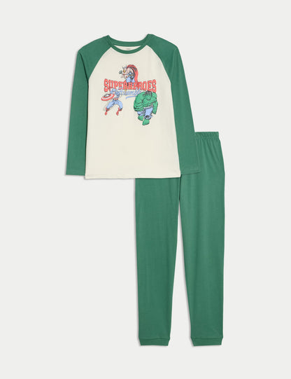 Pamuk Karışımlı Avengers Grafik Baskılı Pijama (3–12 Yaş)