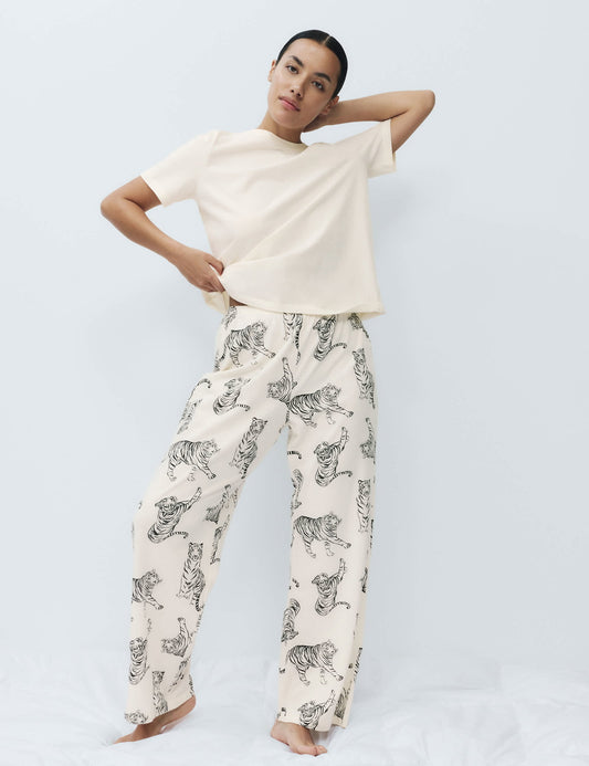 Saf Pamuklu Baskılı Pijama Takımı