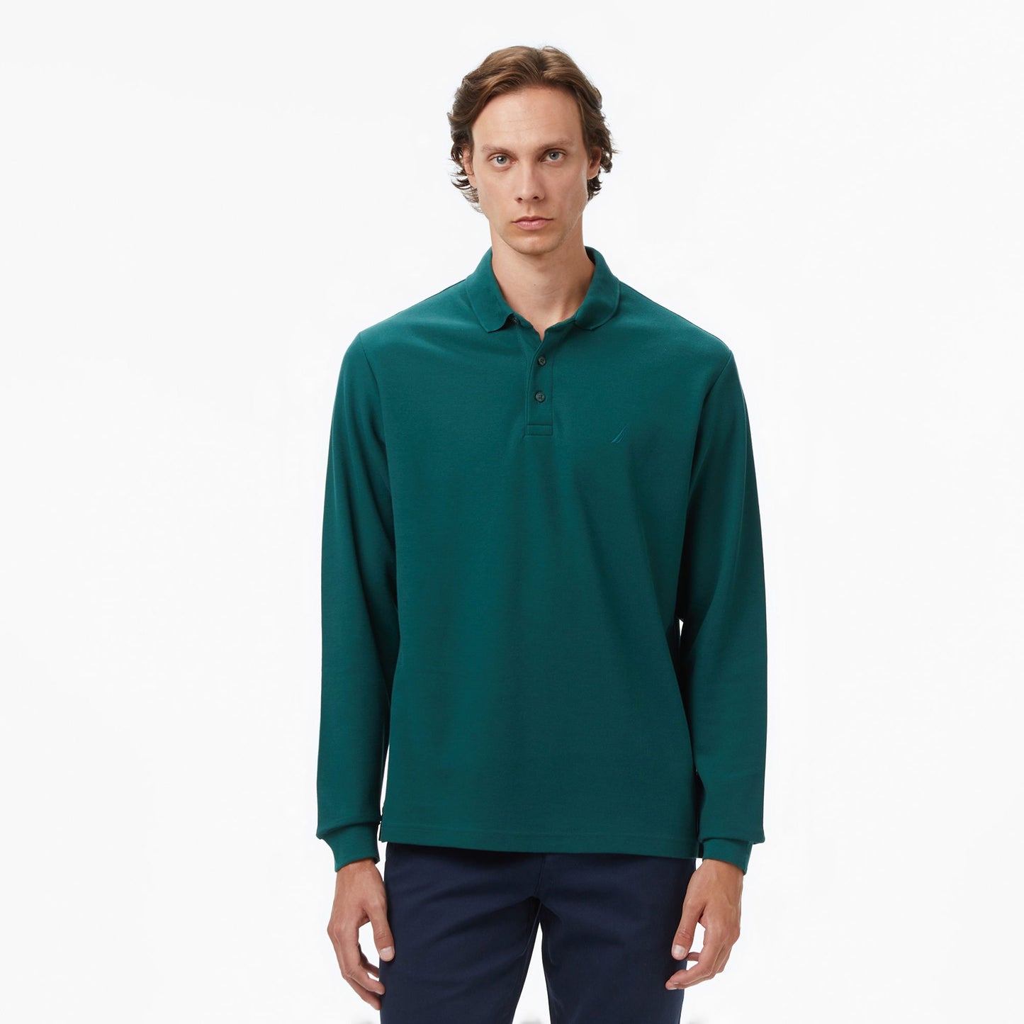 Nautica Erkek Yeşil Classic Fit Uzun Kollu Polo Yaka T-shirt