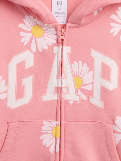 Pembe Relaxed Gap Logo Fransız Havlu Kumaş Fermuarlı Sweatshirt
