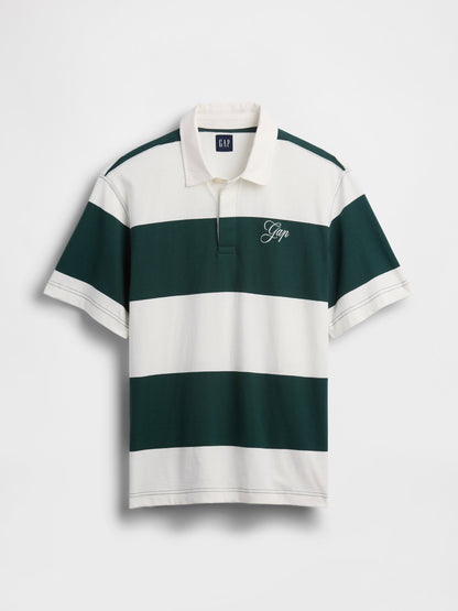 Koyu Yeşil Relaxed Gap Logo Rugby Polo T-shirt