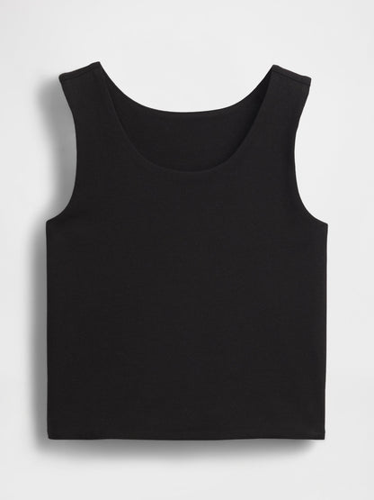 Siyah Shrunken Askılı Atlet