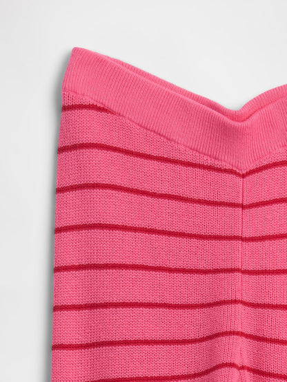 Pembe Pull-on Çizgili Örgü Tayt