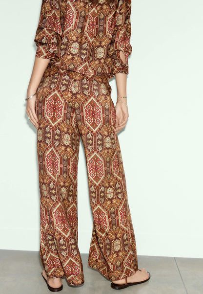 Desenli Wide Leg Pantolon