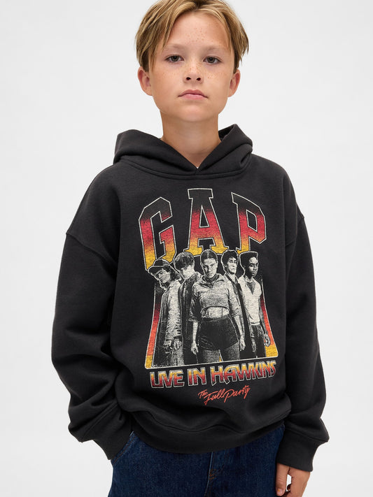 Siyah Stranger Things Vintagesoft Grafik Baskılı Sweatshirt