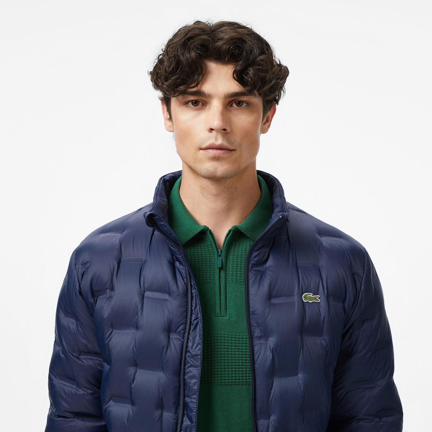 Lacoste Erkek Dik Yaka Kapitone Lacivert Mont