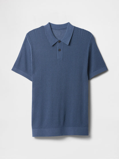 Mavi Polo Yaka Ribana T-shirt