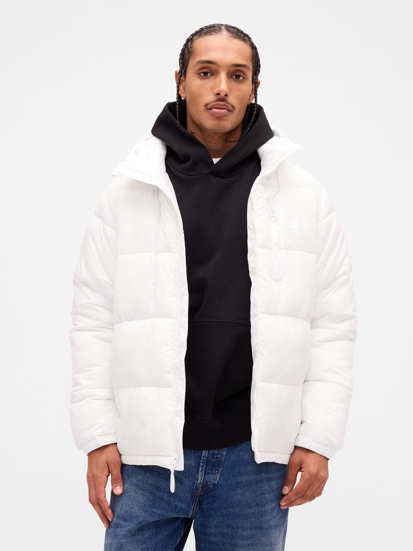 Beyaz Geri Dönüştürülmüş Heavyweight Şişme Puffer Şişme Mont