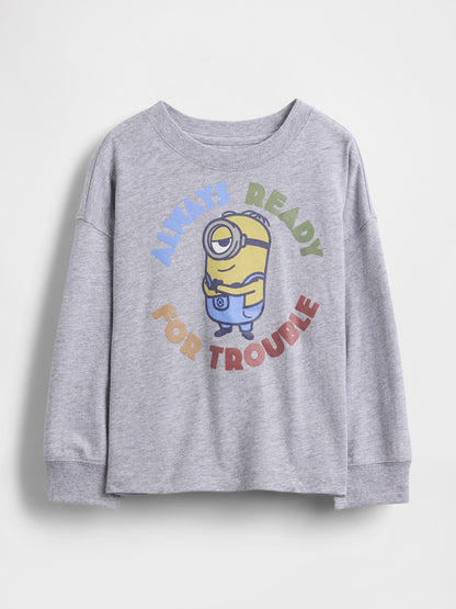 Gri Minion Grafik Baskılı T-shirt