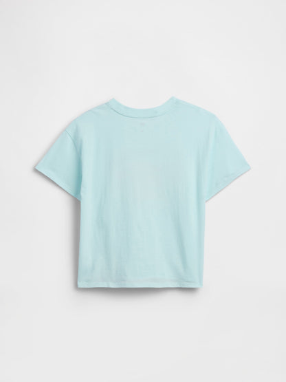 Açık Mavi Relaxed Grafik Baskılı T-shirt