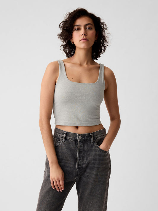 Gri Compact Jersey Crop Atlet