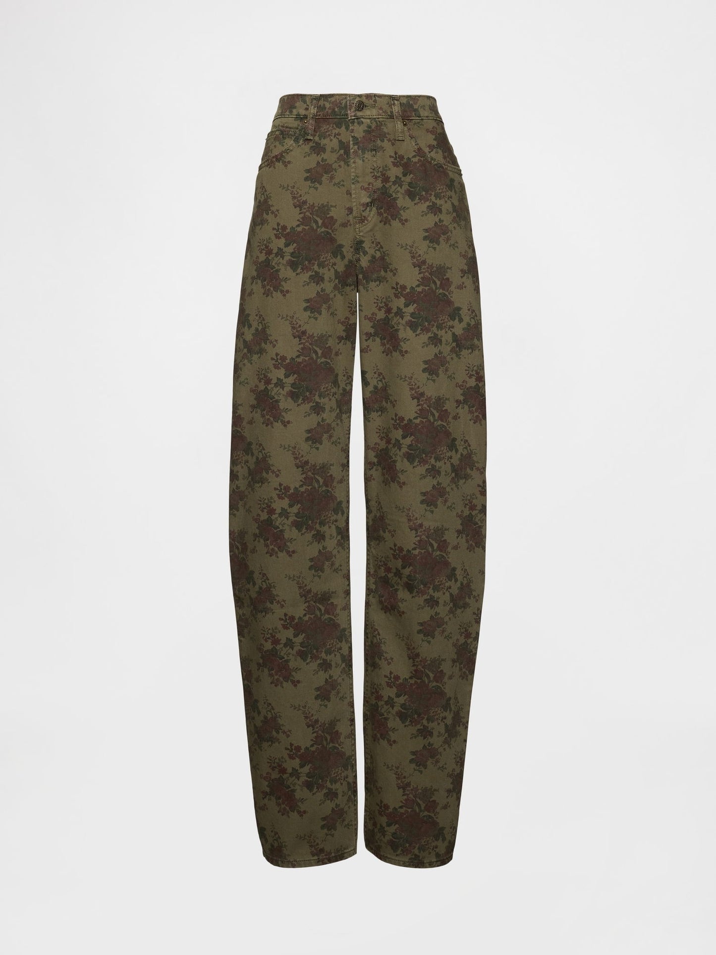 Haki High Rise Barrel Jean Pantolon