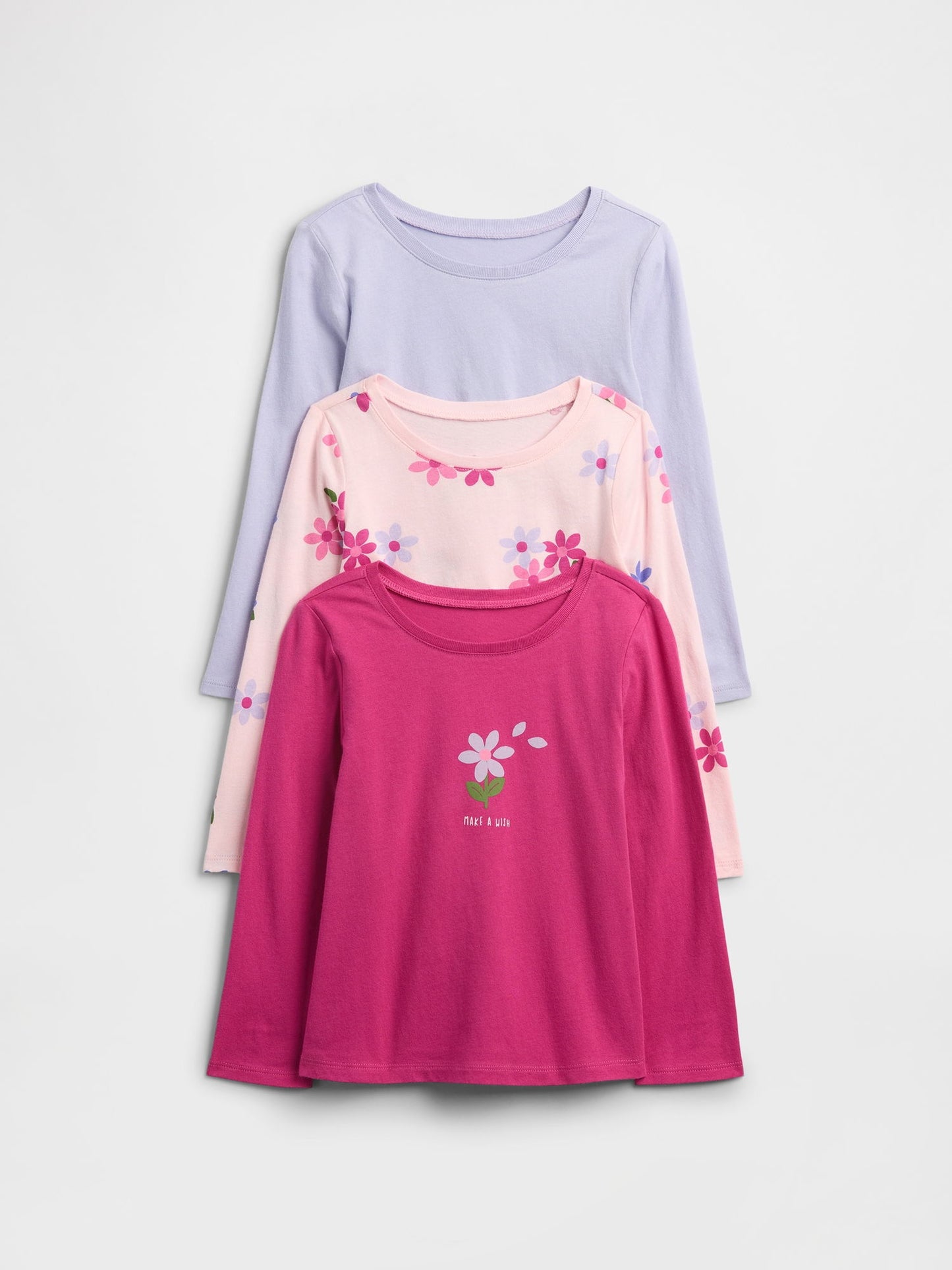 Pembe 3'lü Bisiklet Yaka T-shirt Seti