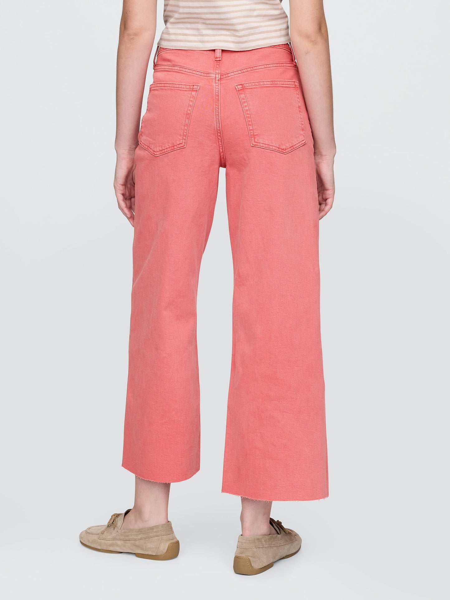 Pembe High Rise Stride Wide-leg Ankle Jean Pantolon