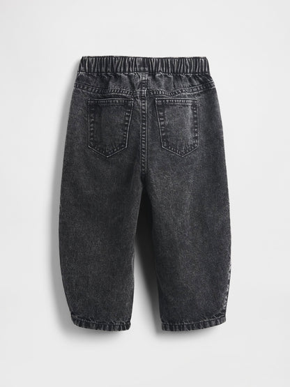 Bej Pull-on Barrel Jean Pantolon