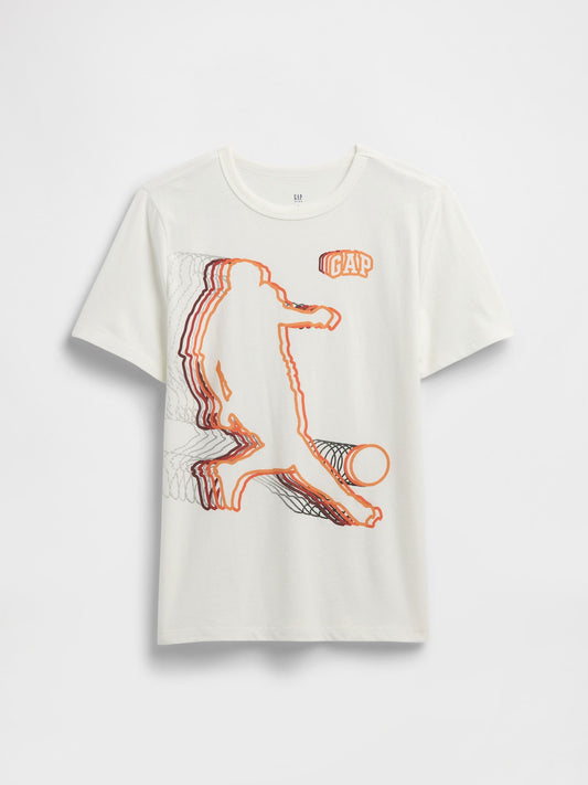 Beyaz Grafik Baskılı T-shirt