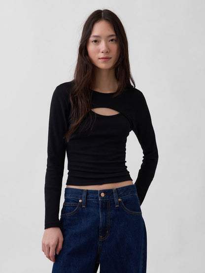 Siyah Modern Cutout T-shirt