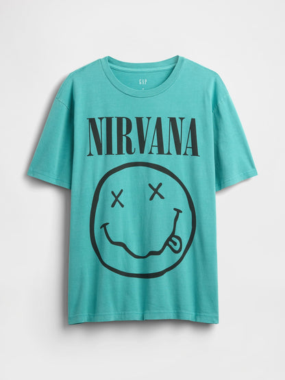 Turkuaz Nirvana Grafik T-shirt