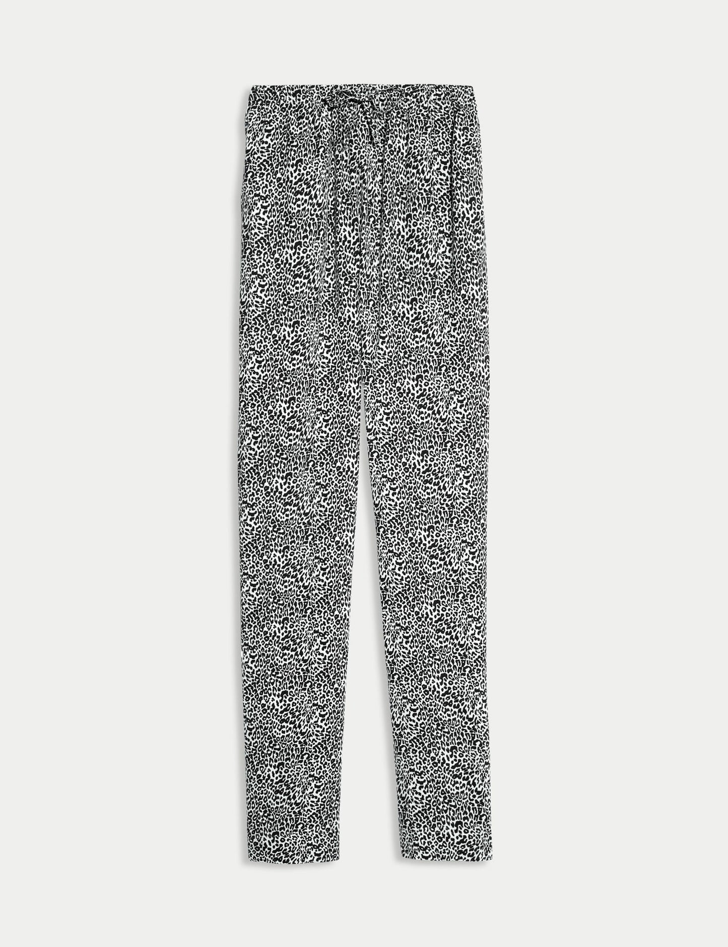 %100 Twill Pamuklu Desenli Yüksek Bel Dar Paça Pantolon