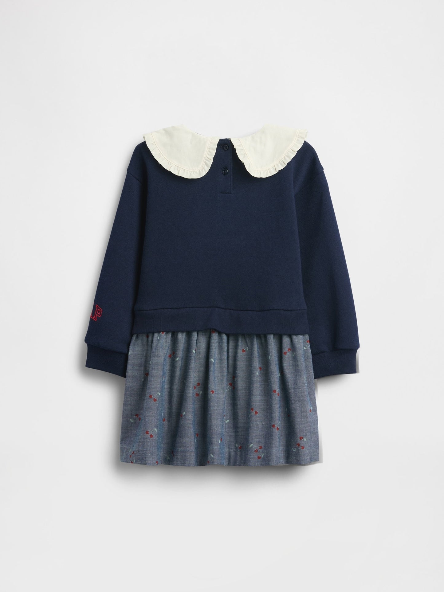 Lacivert Ruffle Yaka Sweatshirt Elbise