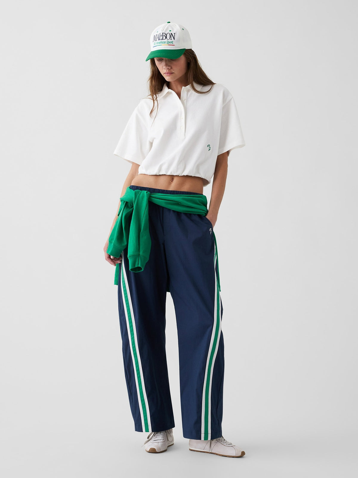 Beyaz Gap × Malbon Cinch Crop Polo T-shirt