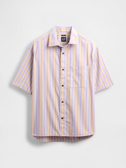 Açık Lila Organik Pamuk Oversize Poplin Gömlek