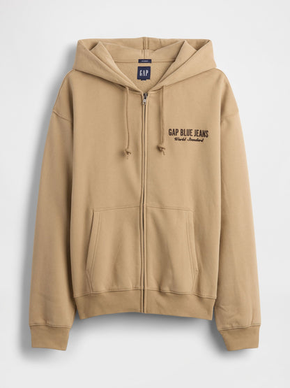 Kahverengi Vintagesoft Gap Logo Fermuarlı Sweatshirt