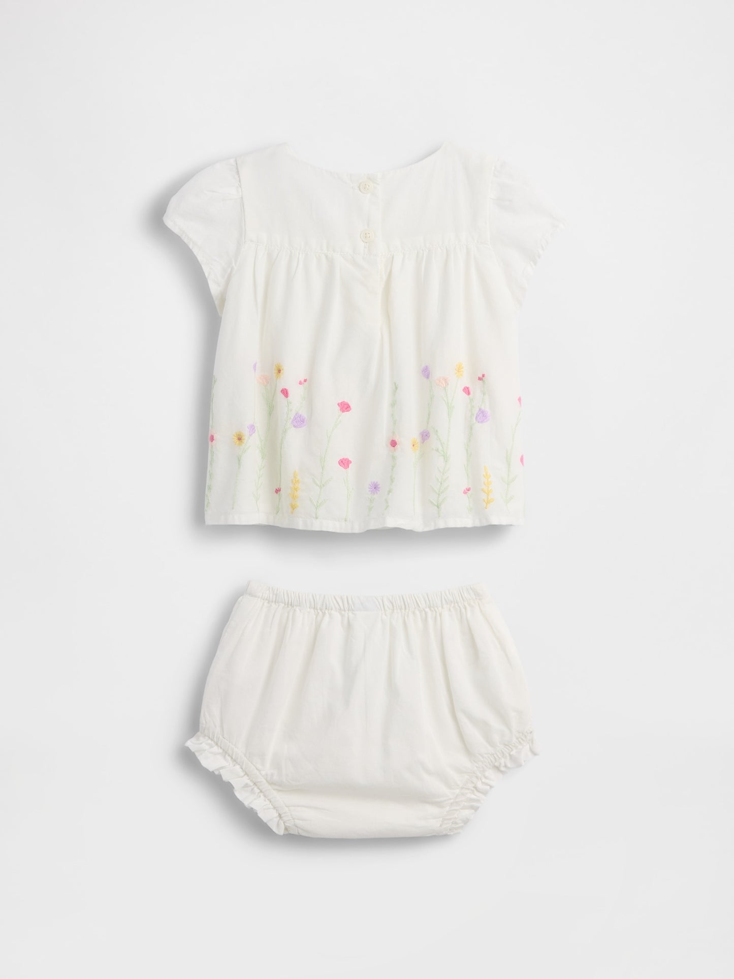 Beyaz Çiçek Işlemeli Outfit Set