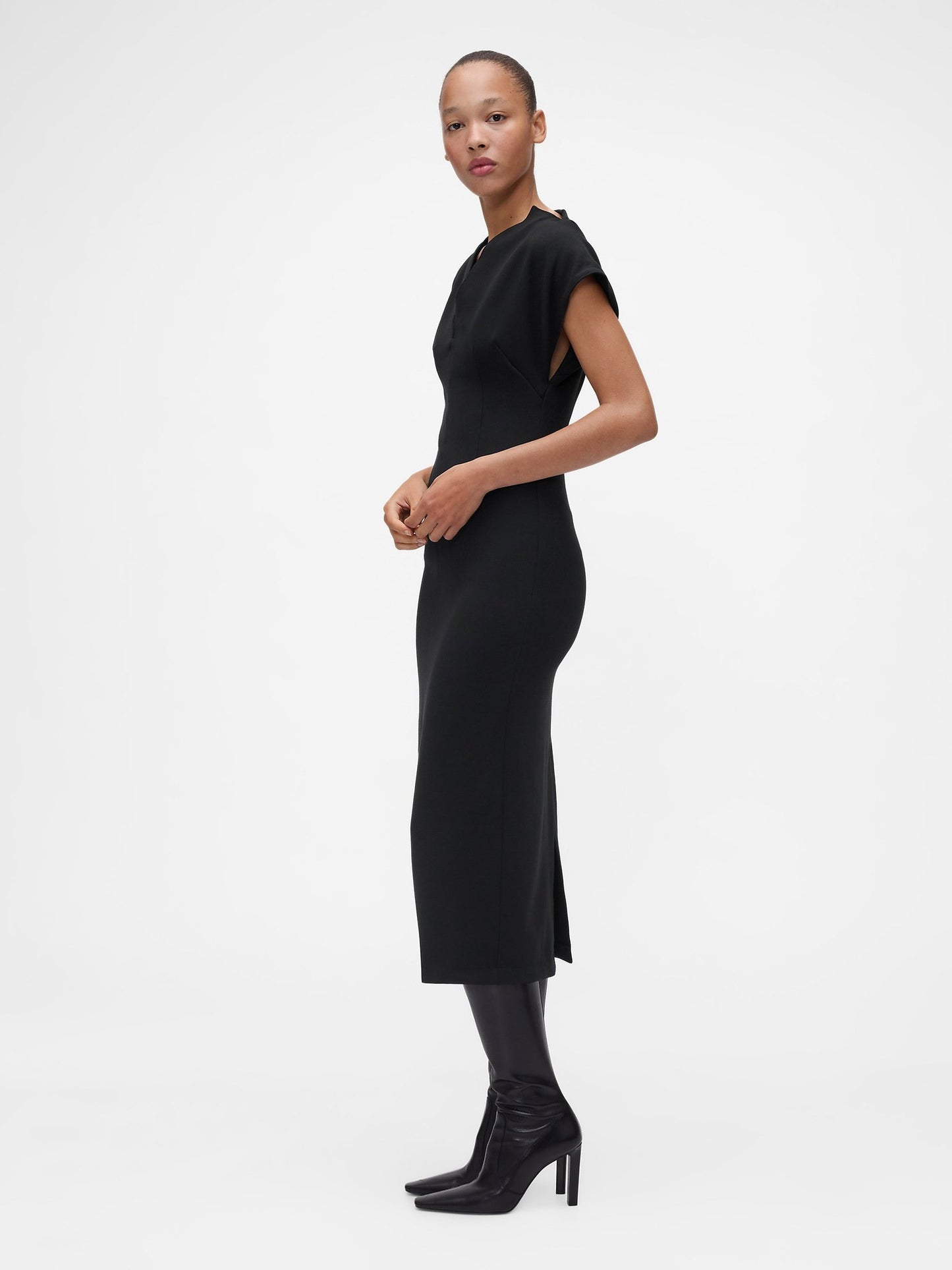 Siyah Gapstudio Structured Midi Elbise