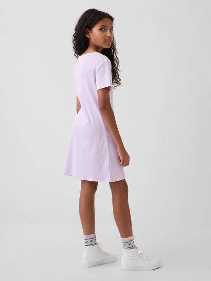 Lila Gap Logo Fitilli T-shirt Elbise