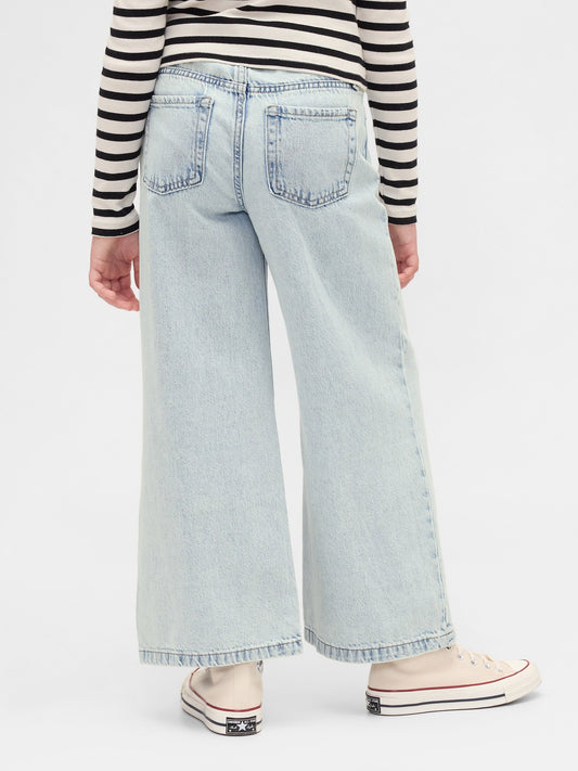 Açık Mavi High Rise Stride Wide-leg Ankle Jean Pantolon