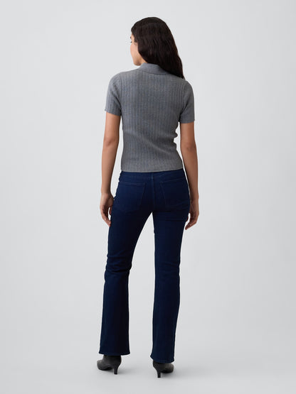 Koyu Mavi Mid Rise Boot Jean Pantolon