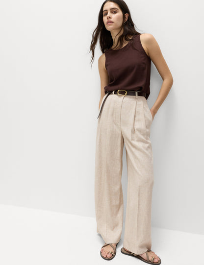 Keten Karışımlı Wide Leg Pantolon