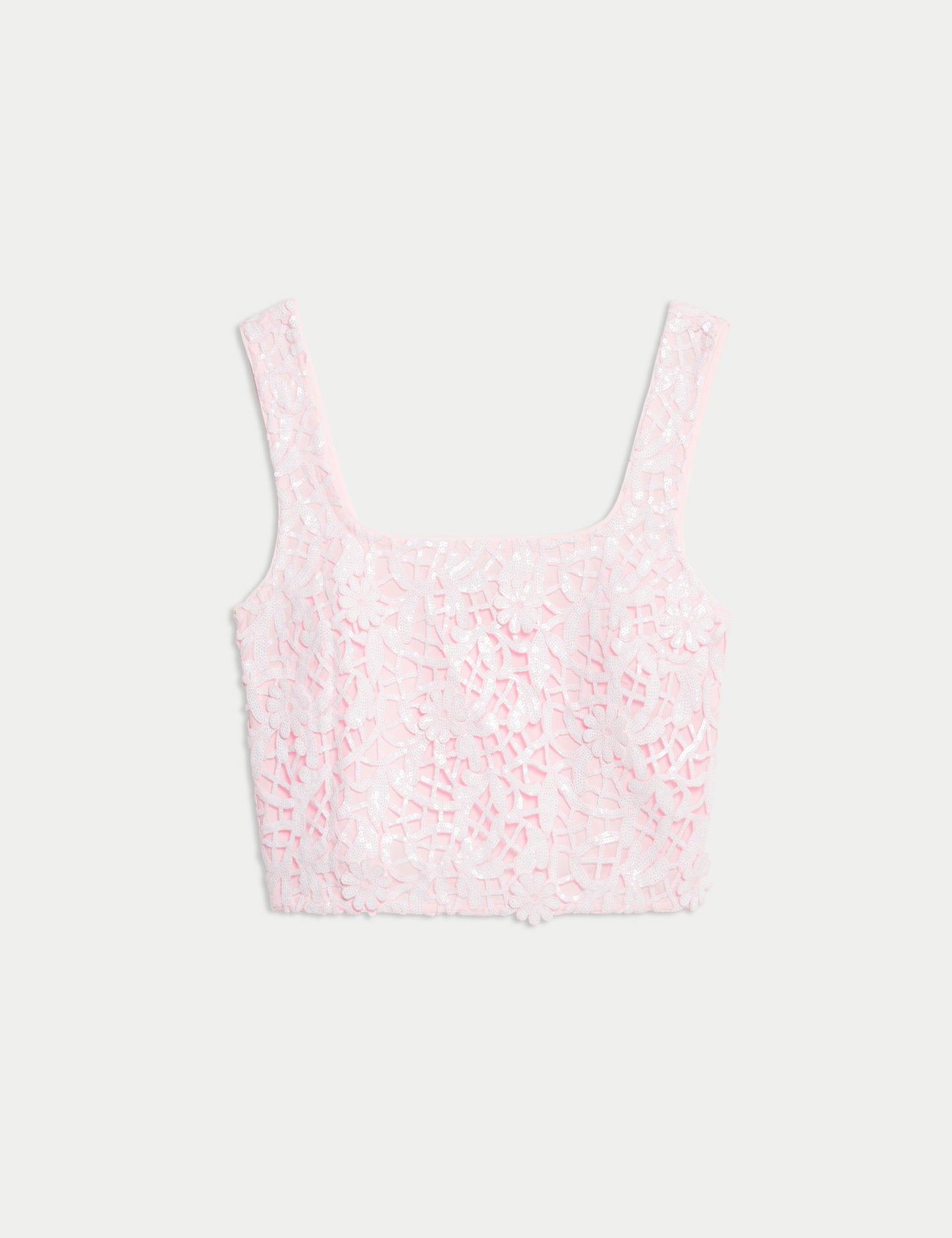 Kare Yaka Kesik Detaylı Crop Top