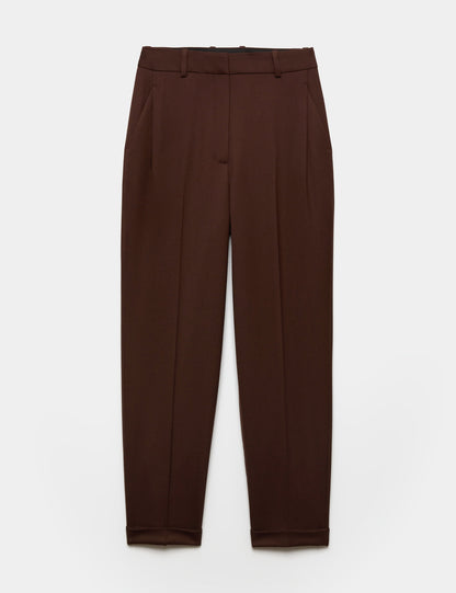Yün Karışımlı Yüksek Bel Tapered Pantolon