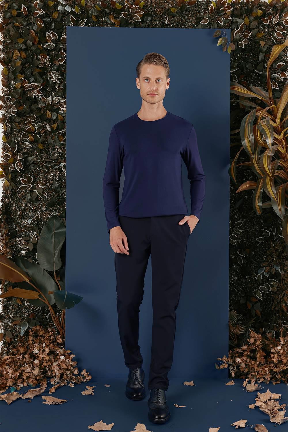 Ts 870 Slim Fit Lacivert Spor T-shirt