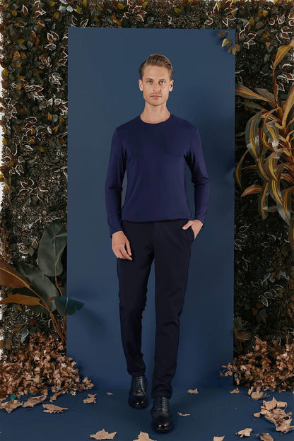 Ts 870 Slim Fit Lacivert Spor T-shirt