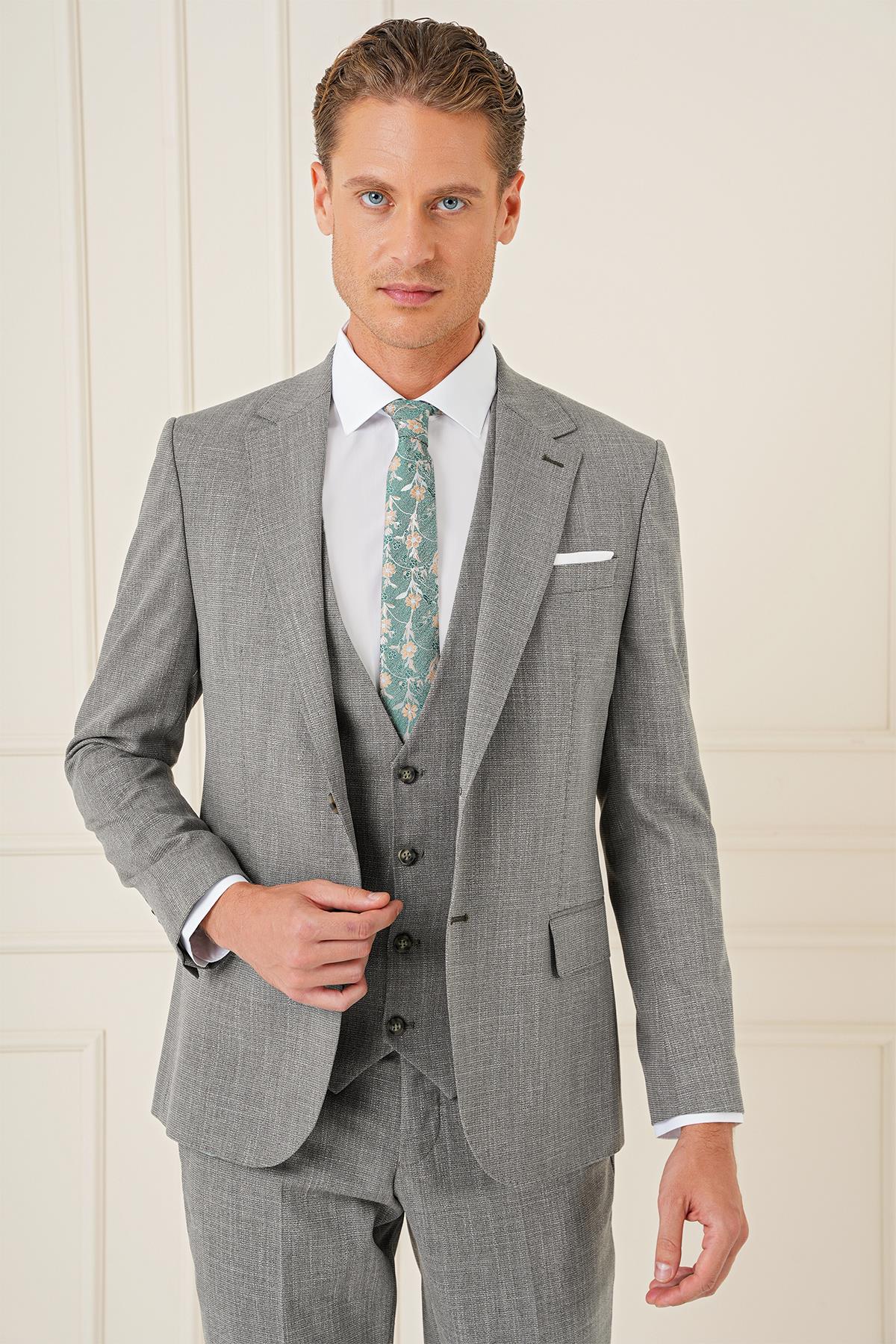 Tk 902 Slim Fit Haki Klasik Takım Elbise