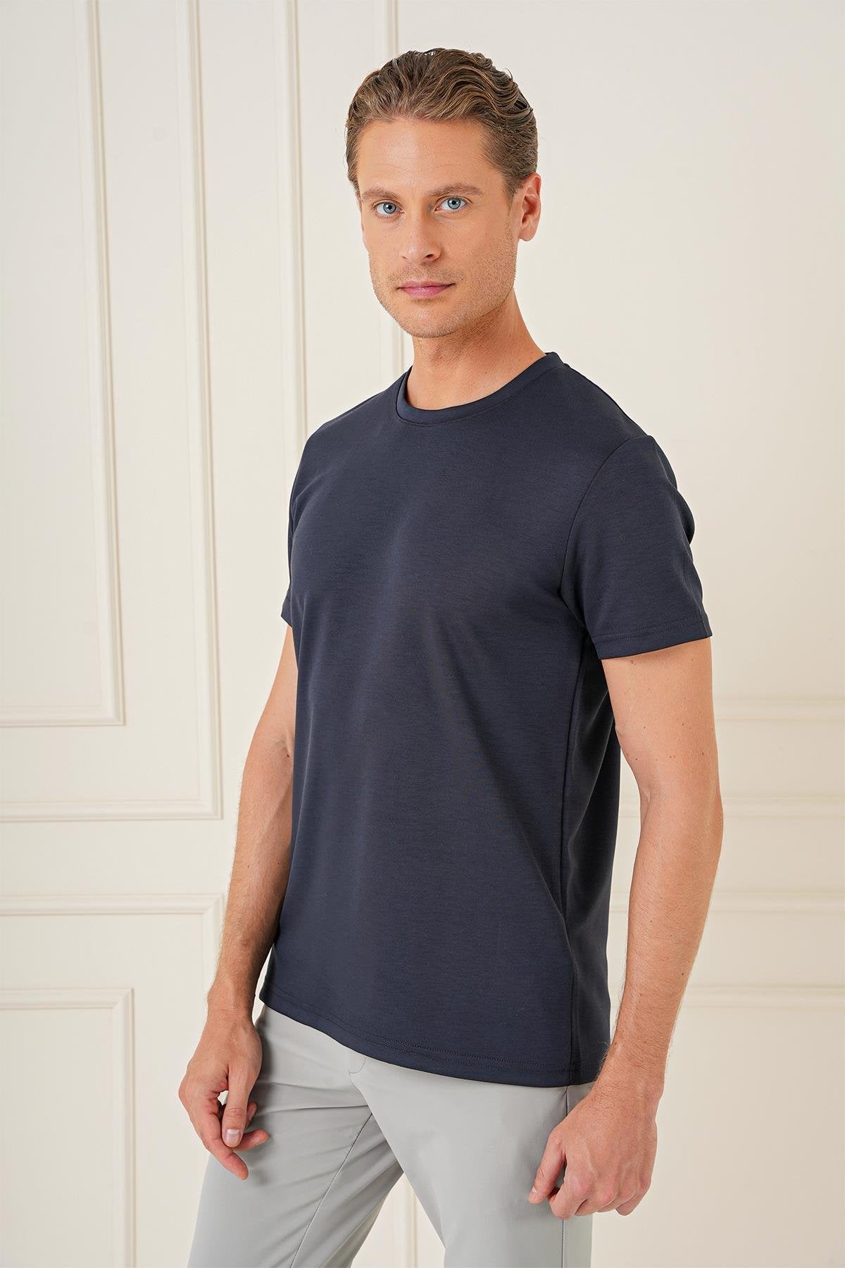 Ts 885 Slim Fit Lacivert Spor T-shirt